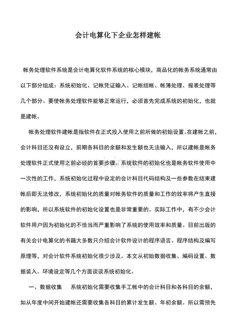 会计实务：会计电算化下企业怎样建帐.doc_第1页