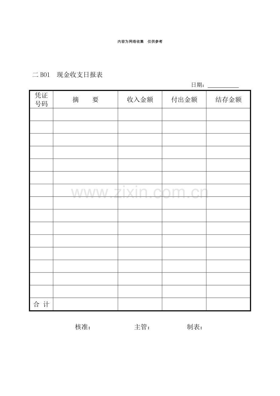 企业现金收支日报表.doc_第1页