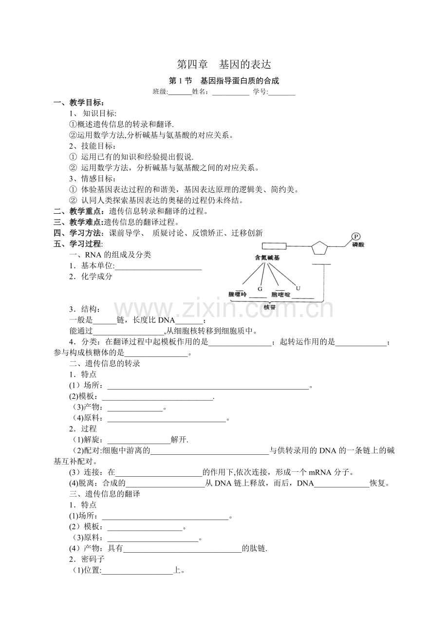 第四章基因的表达.doc_第1页