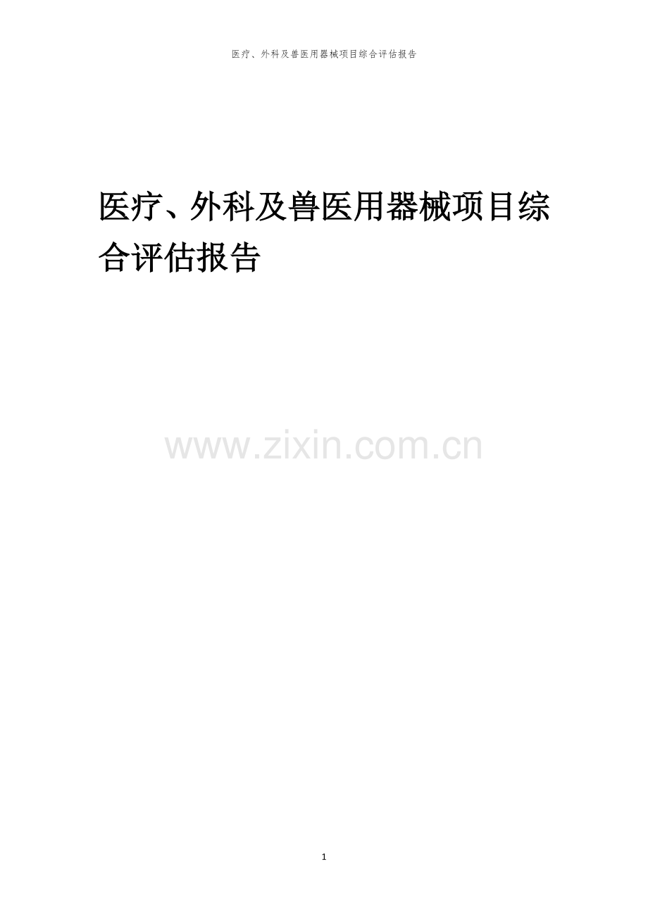 2023年医疗、外科及兽医用器械项目综合评估报告.docx_第1页