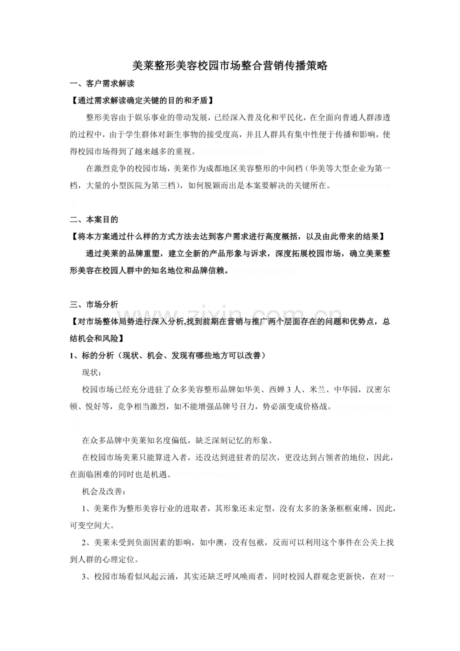 美莱整形美容校园市场品牌策略.doc_第1页