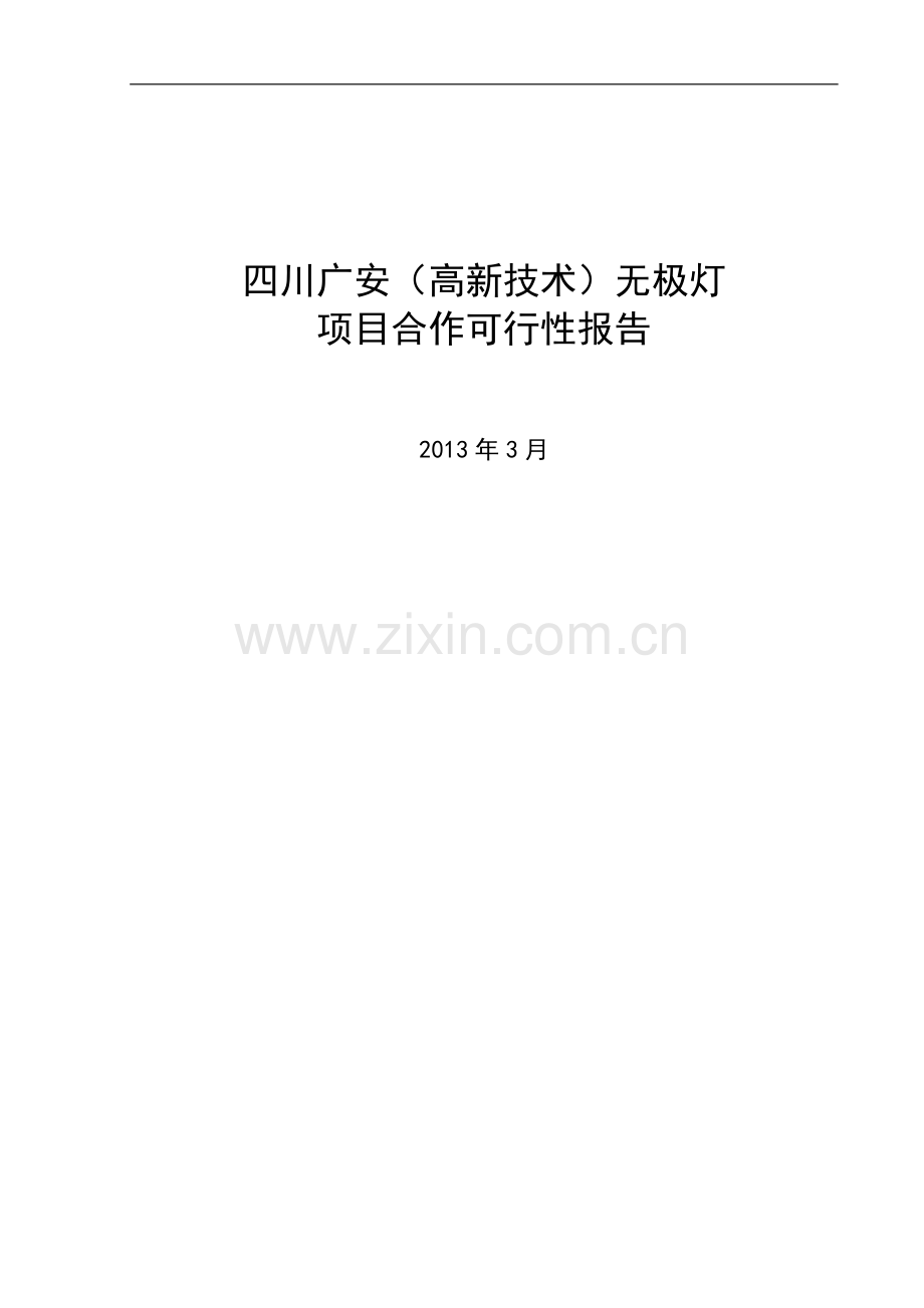 四川广安(高新技术)无极灯项目合作建设可行性报告.docx_第1页