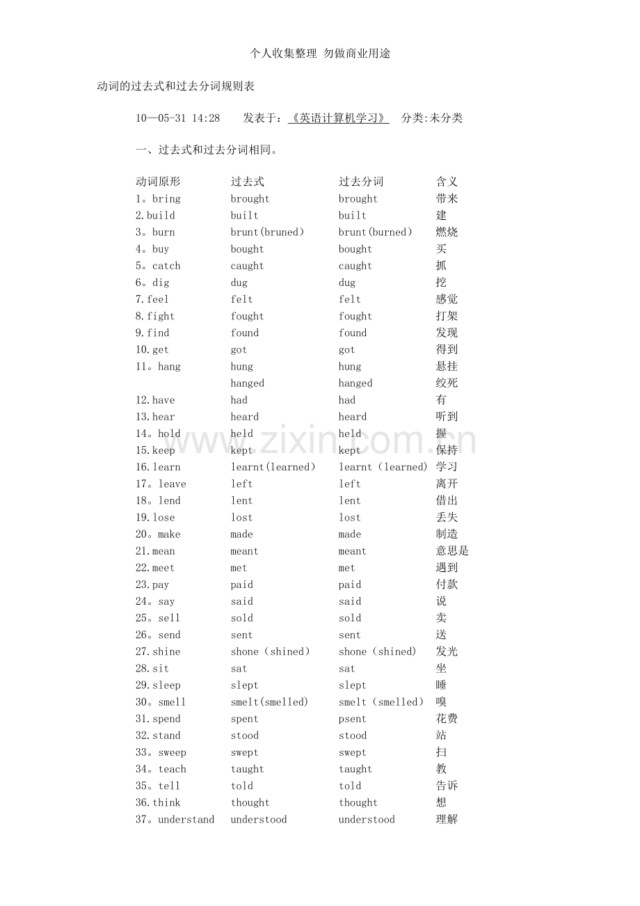 动词的过去式和过去分词规则表.doc_第1页