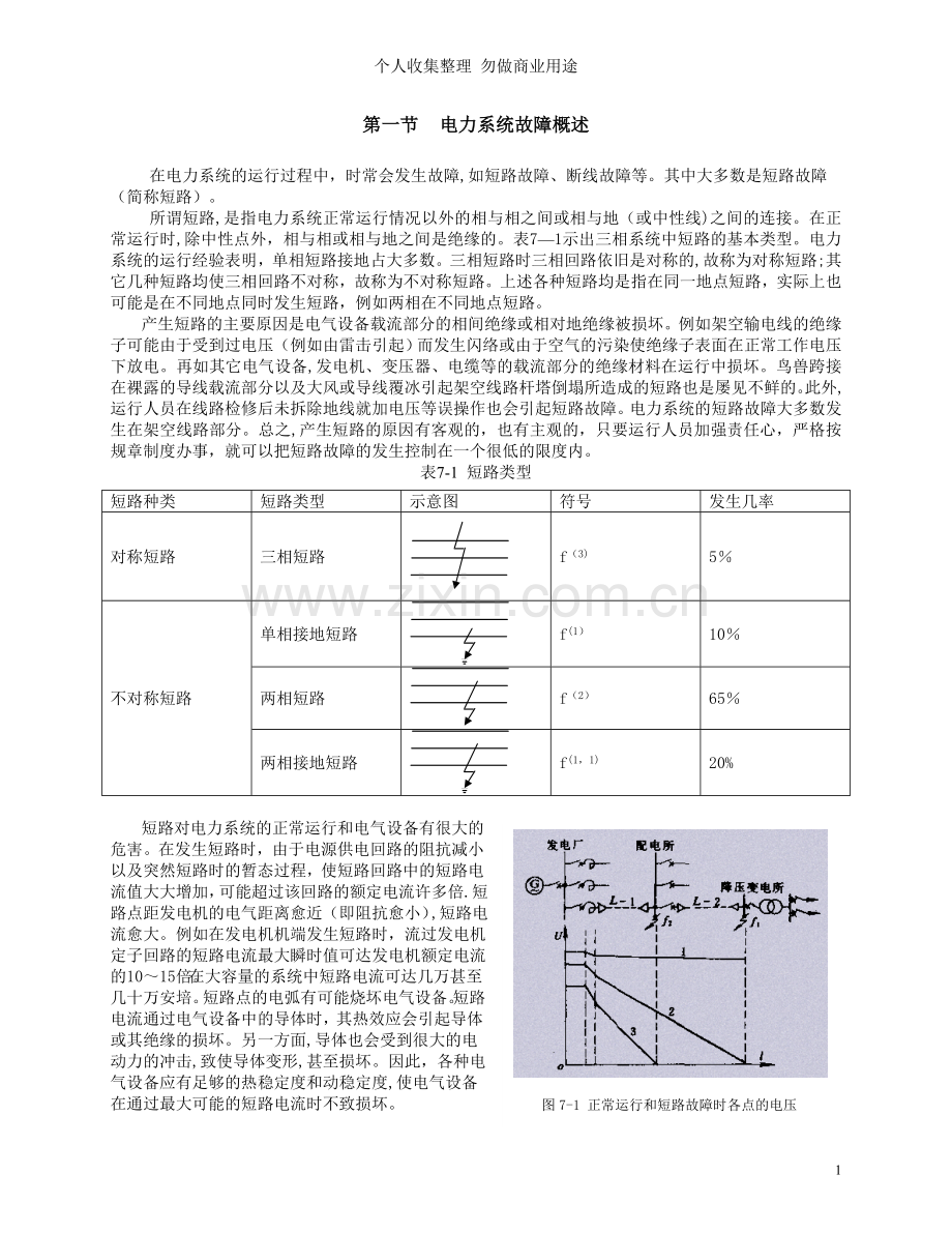 第七章第一二三节电力系统三相短路的分析与计算.doc_第1页