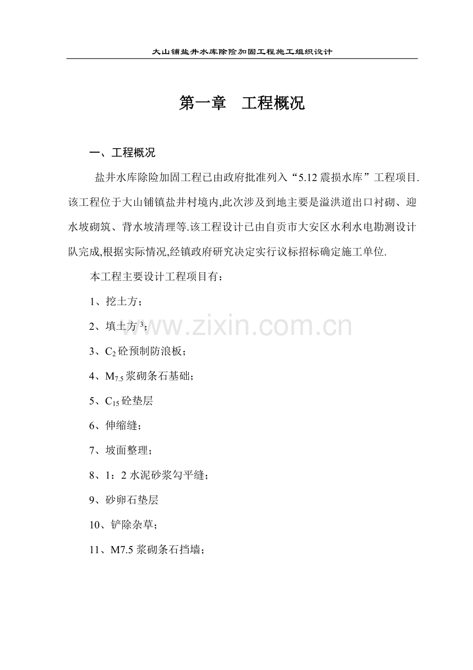 盐井水库除险加固工程项目施工组织设计.doc_第1页