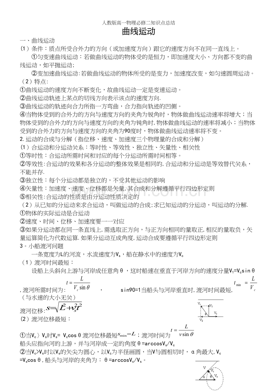 人教版高一物理必修二知识点总结.docx_第2页