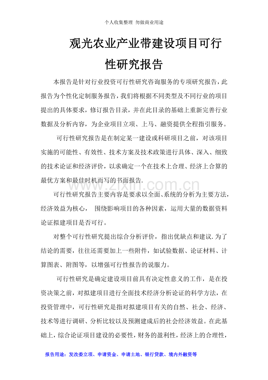 观光农业产业带建设项目可行性研究报告.doc_第1页