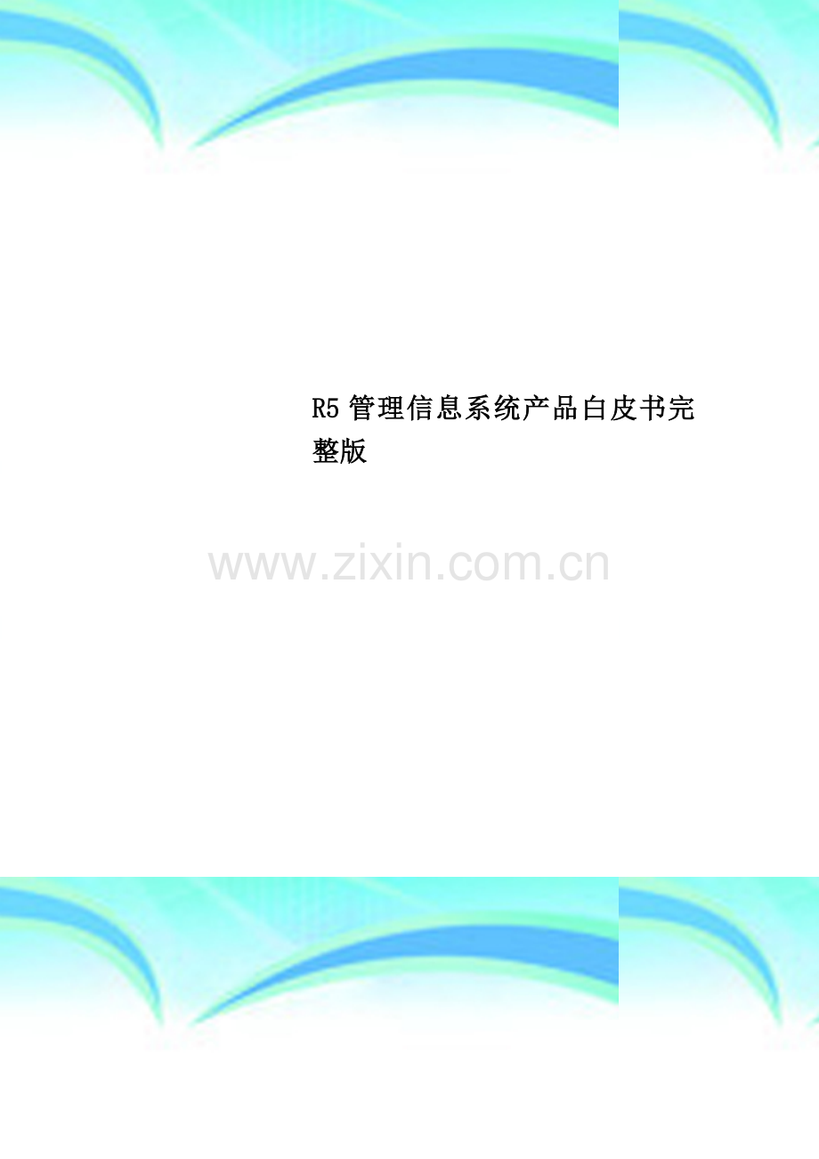 R5管理信息系统产品白皮书.doc_第1页