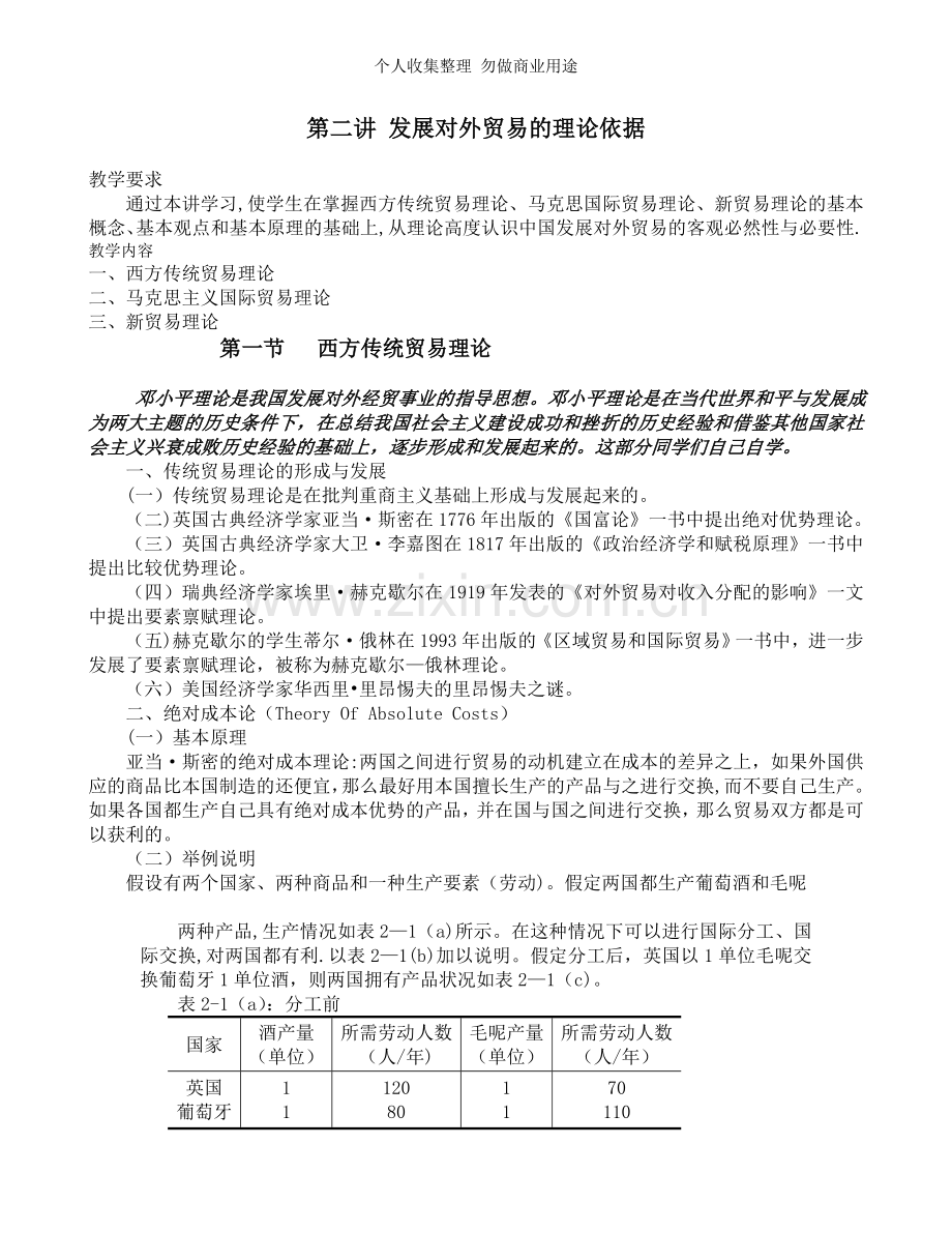 第二章发展对外贸易的理论依据.doc_第1页