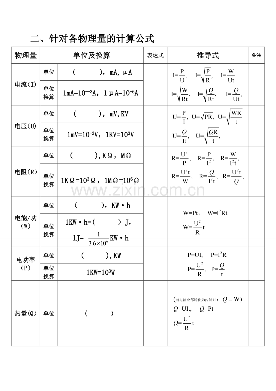 新人教版初中物理电学所有公式学生版.doc_第2页