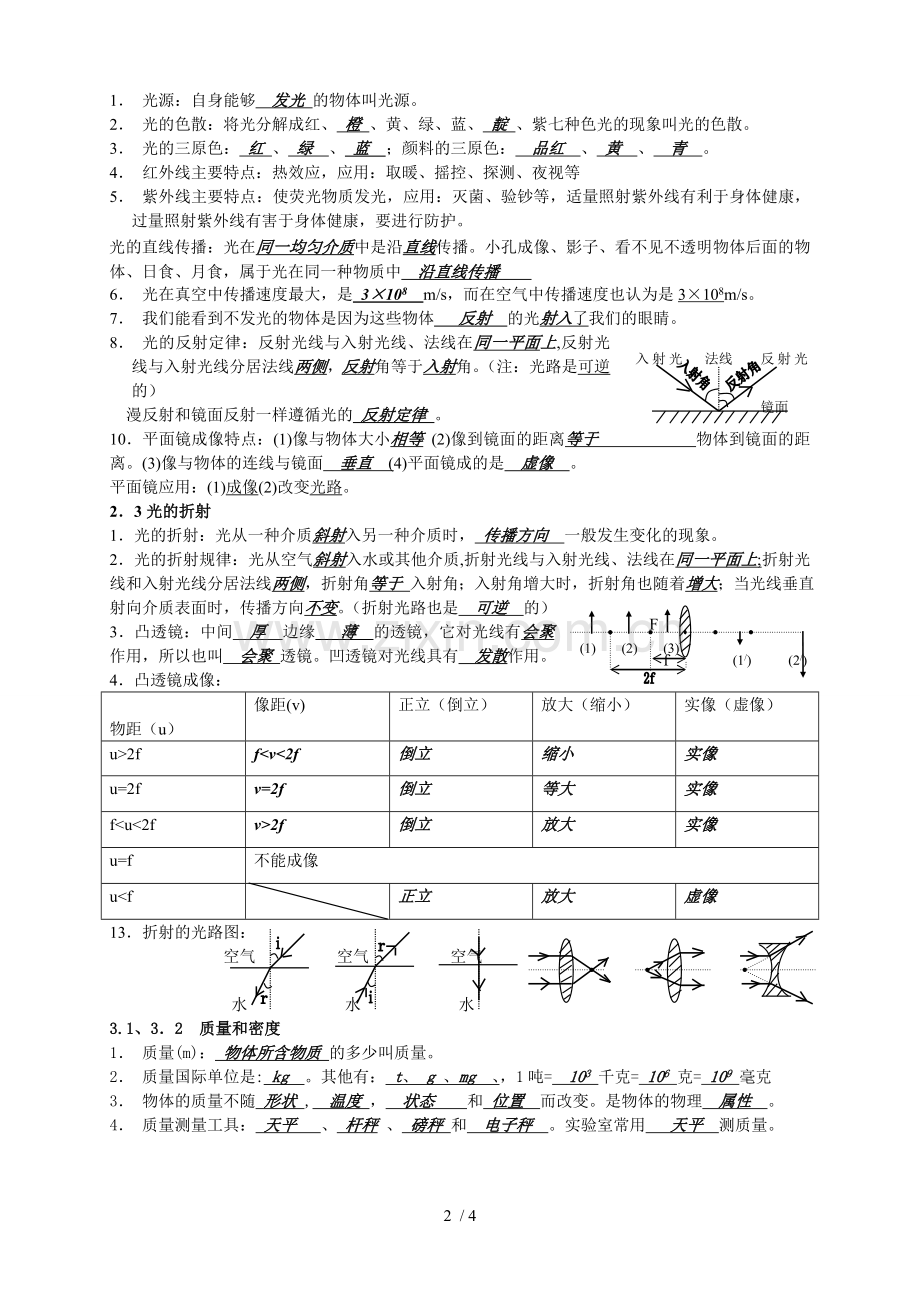 初三物理概念公式复习考试.doc_第2页