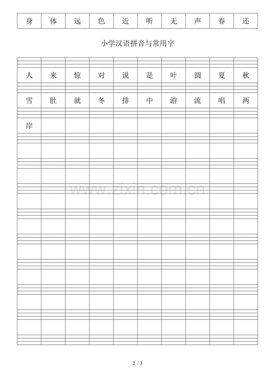 小学教育汉语拼音与常用字表格.doc_第2页