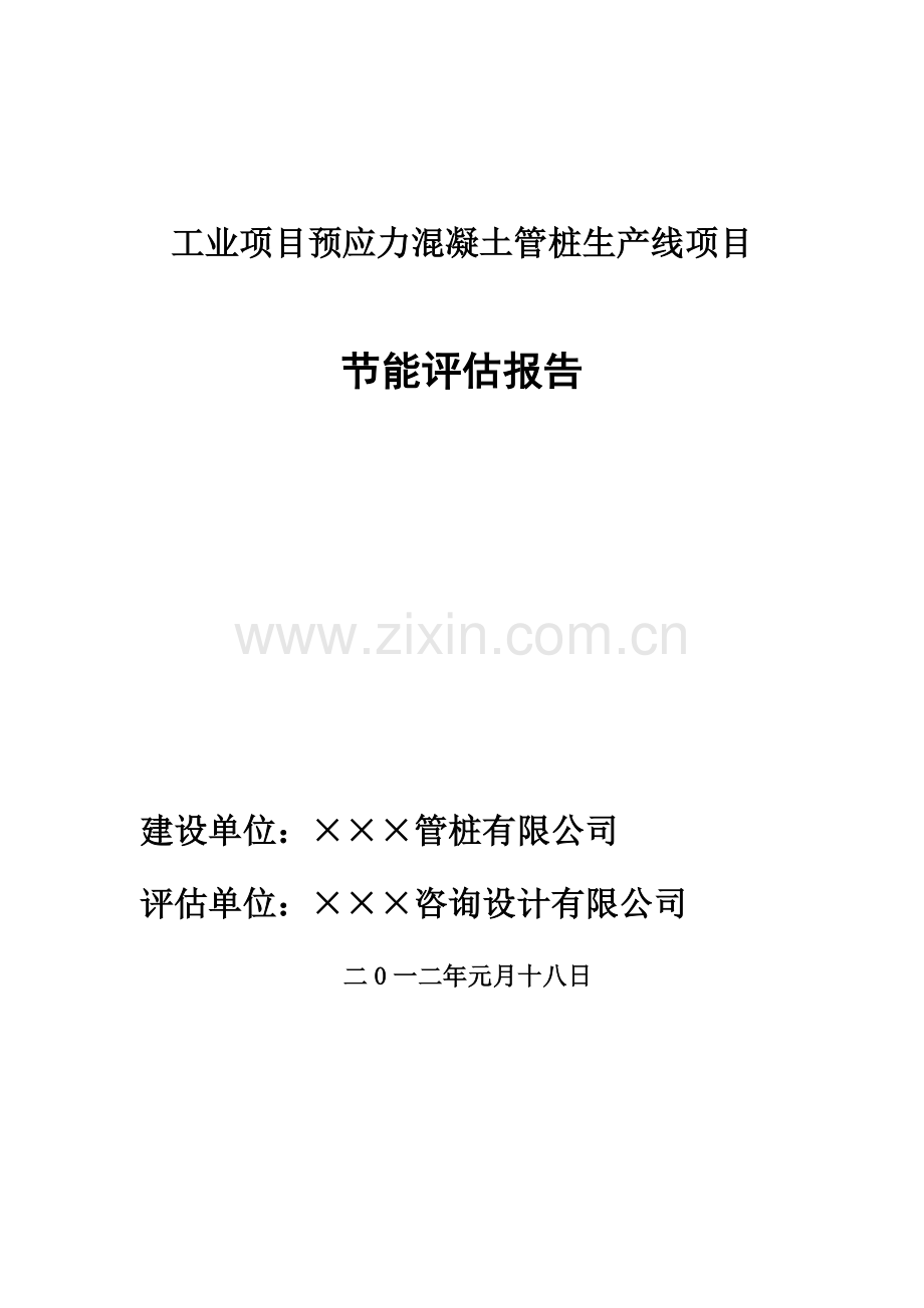 工业项目预应力混凝土管桩生产线项目建设节能评估估报告.doc_第1页