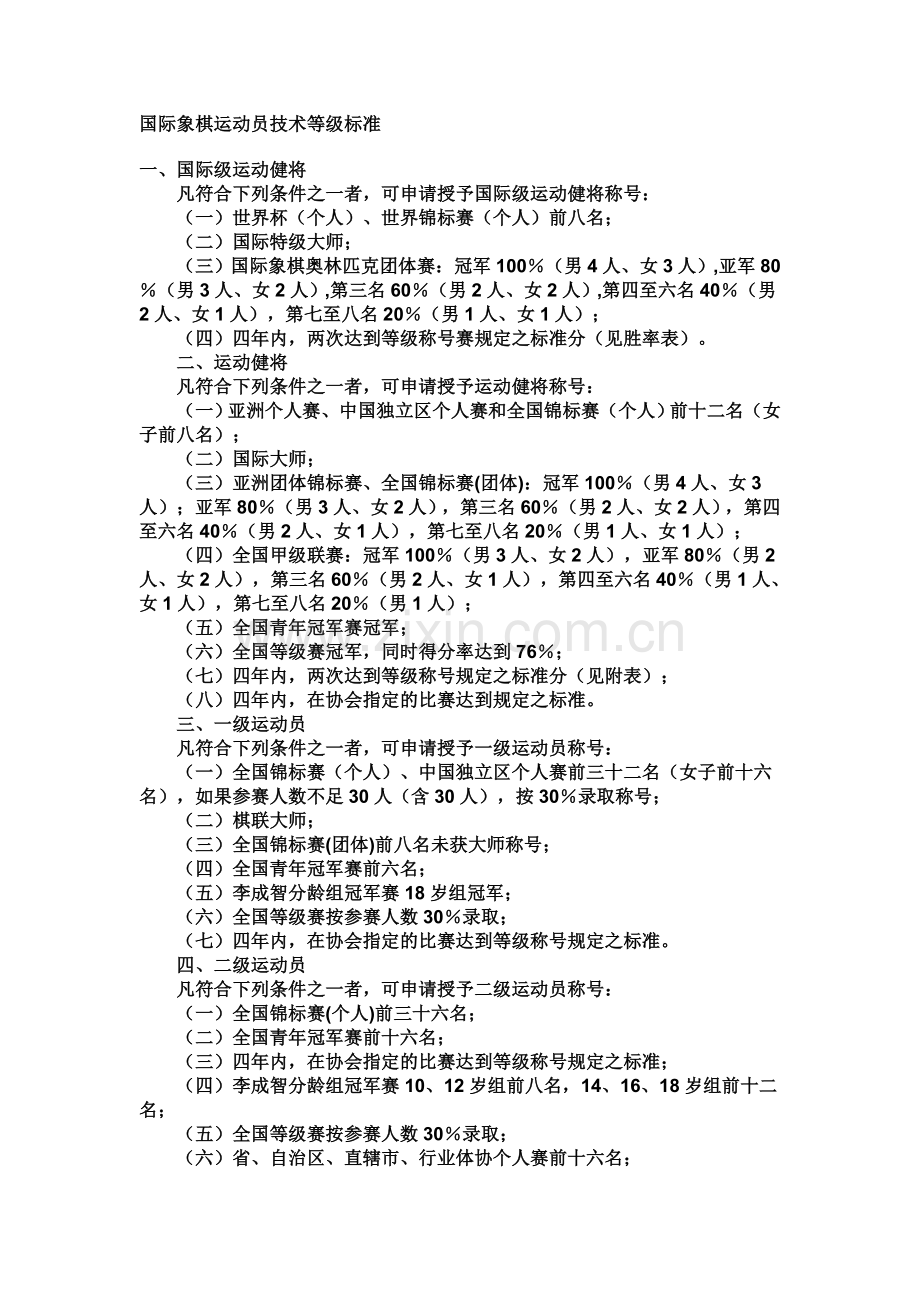 国际象棋运动员技术等标准.doc_第1页