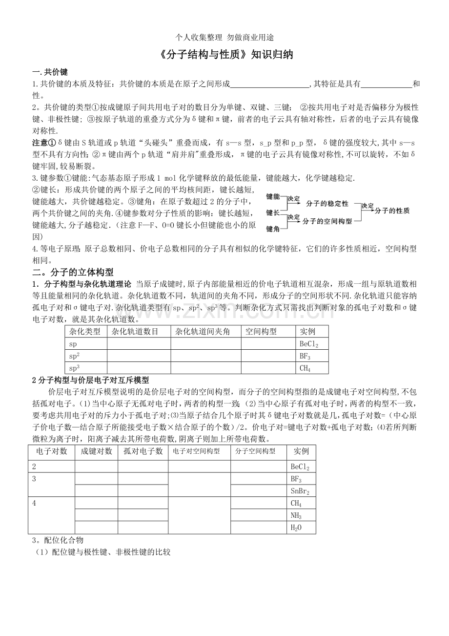 分子结构与性质知识归纳.doc_第1页
