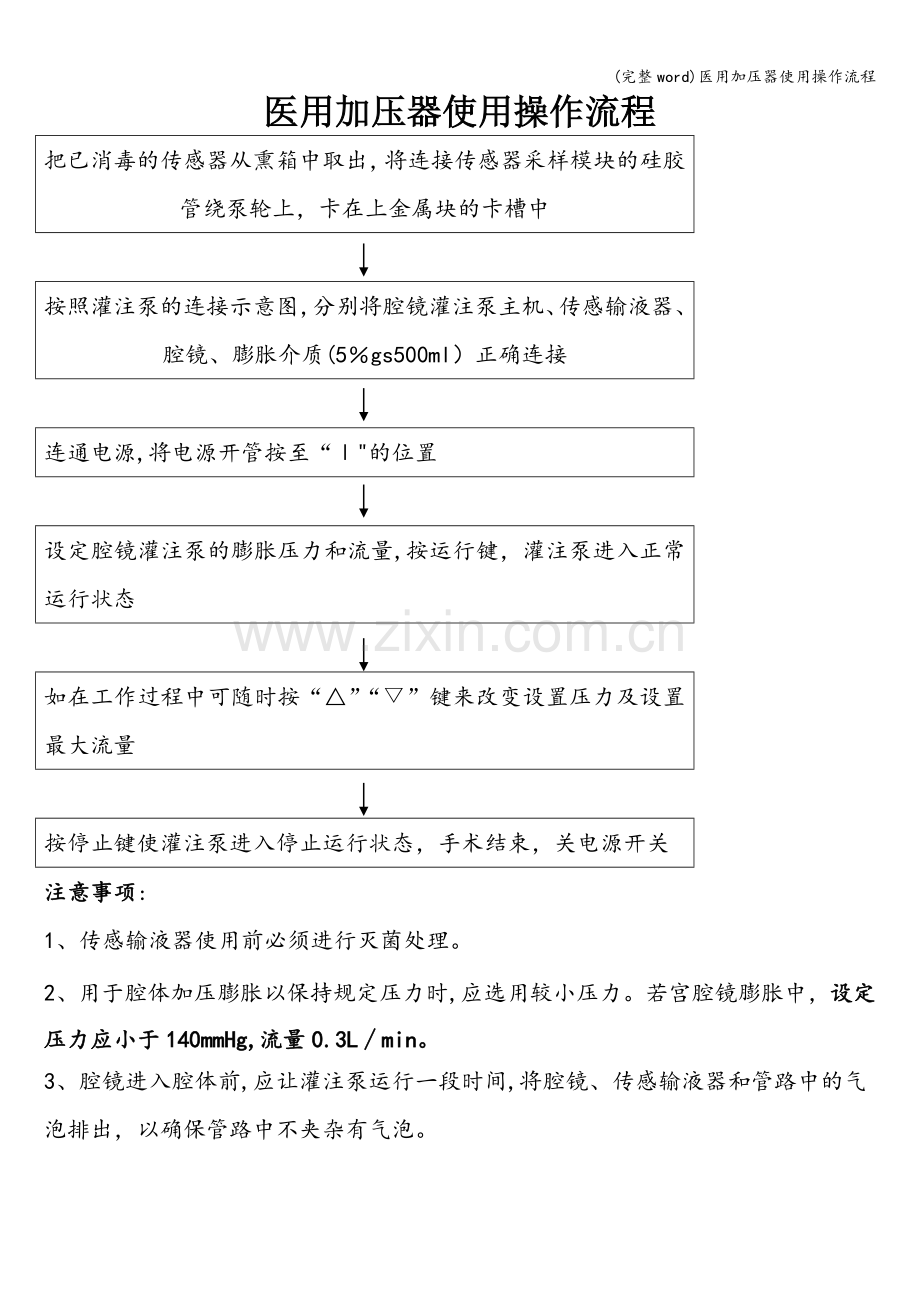 医用加压器使用操作流程.doc_第1页