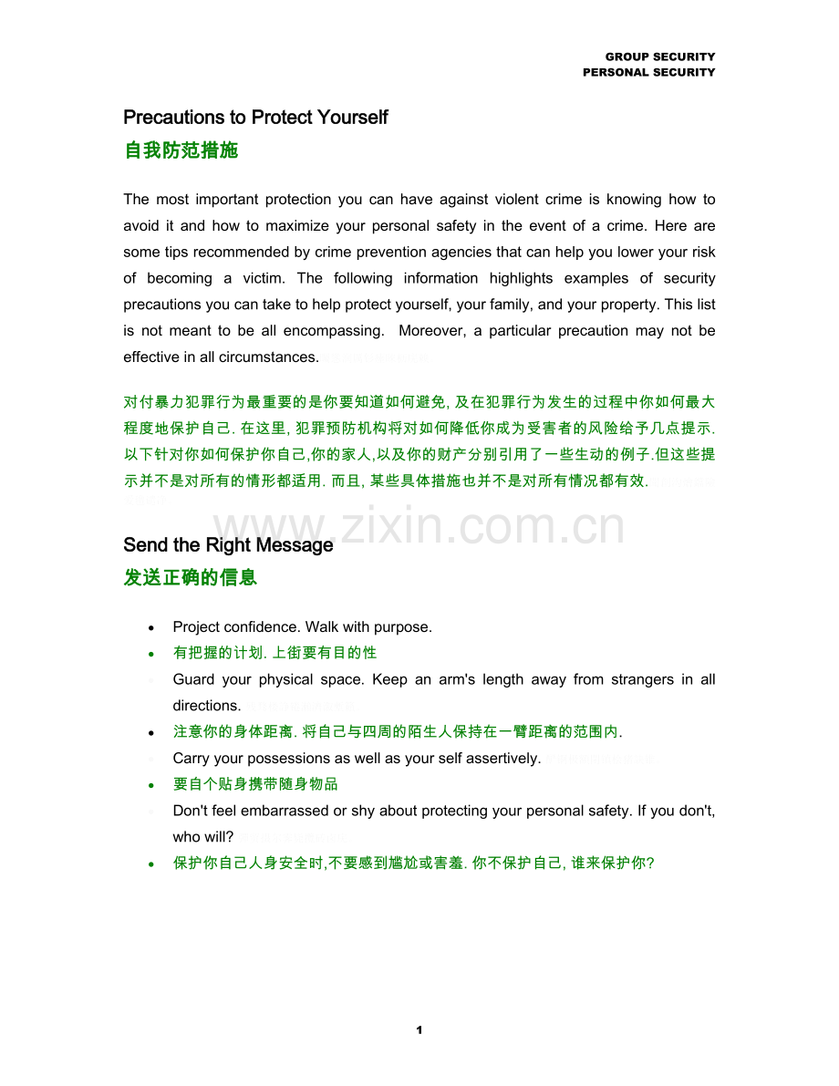 自我防范措施(中英文对照).doc_第1页