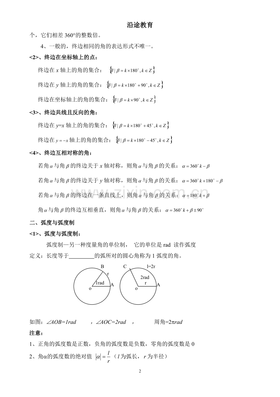 三角函数知识点总结及同步练习.pdf_第2页