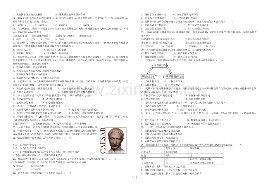 广州外国语学校—学度第一学期期中考试高一级历史试题(普通班).doc_第2页