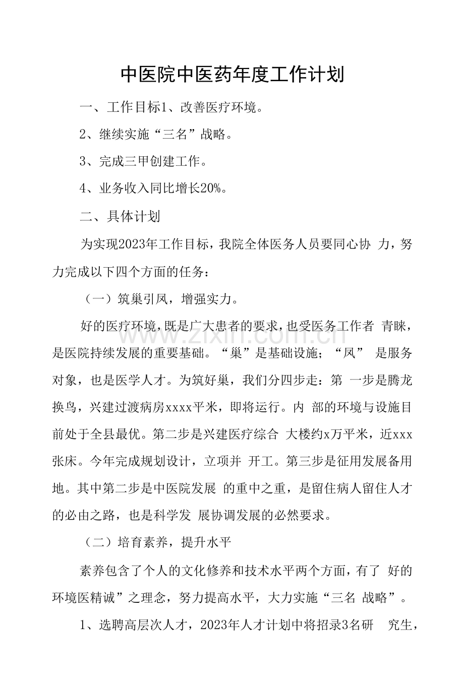 中医院中医药年度工作计划.docx_第1页