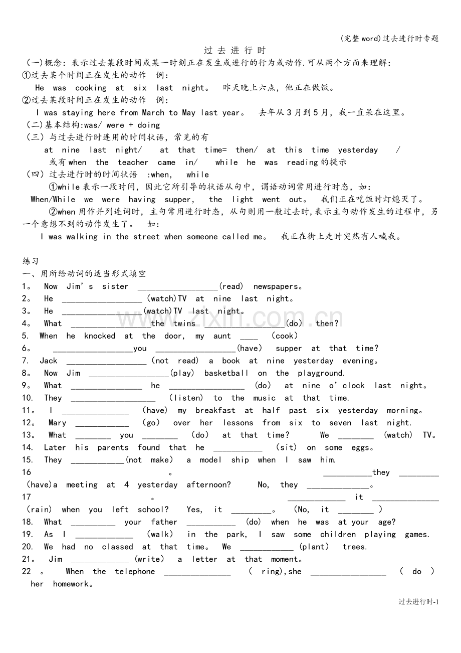 过去进行时专题.doc_第1页
