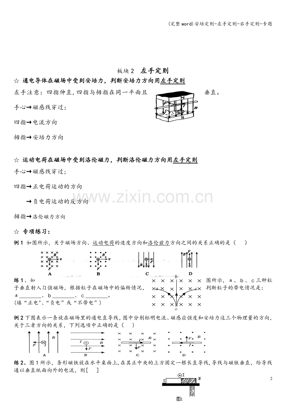 安培定则-左手定则-右手定则-专题.doc_第2页