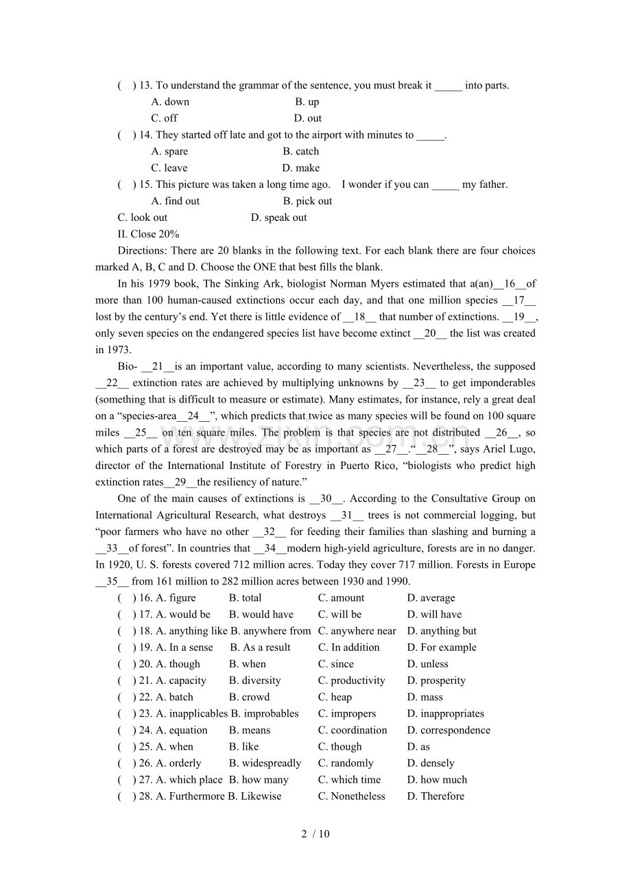 教师笔试小学英语模拟五.doc_第2页