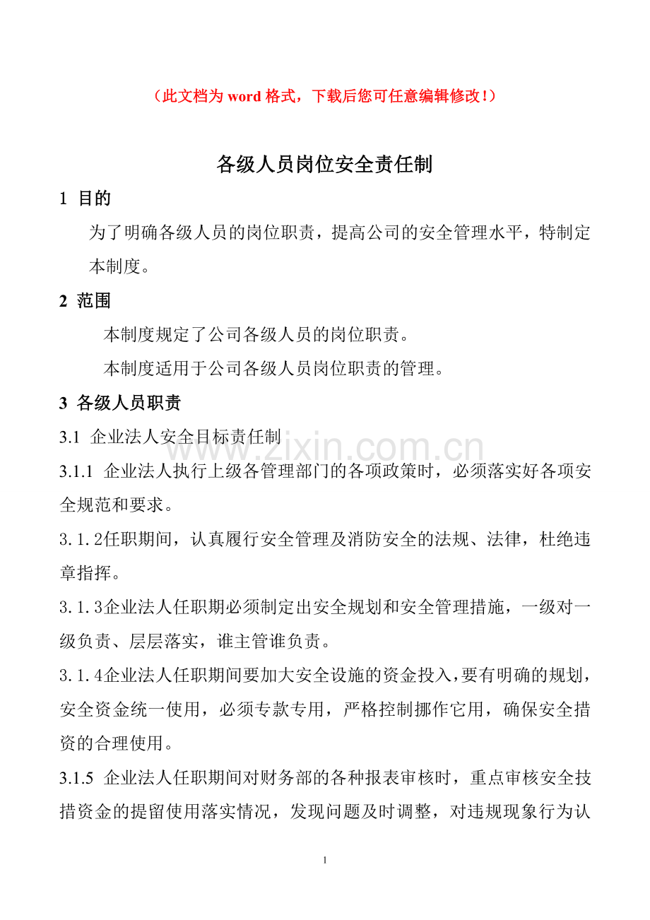 各级人员岗位安全责任制.doc_第1页