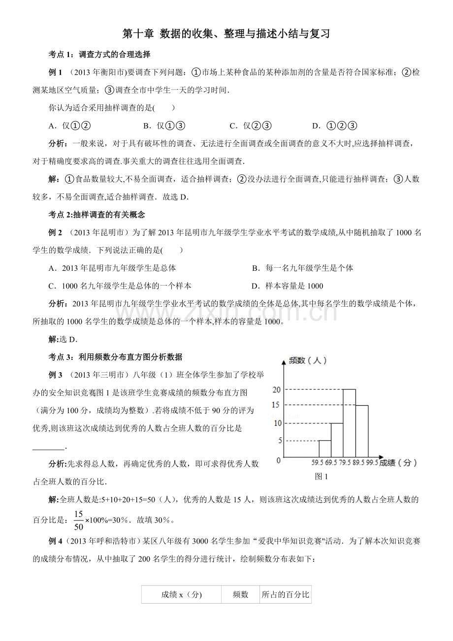 第十章数据的收集、整理与描述小结与复习.doc_第1页