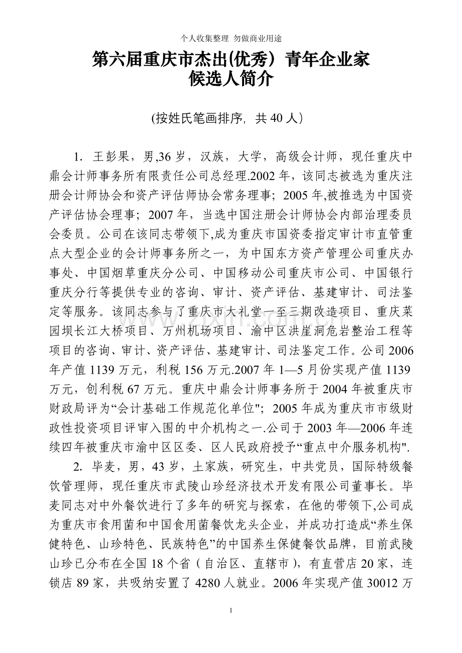 第六届重庆市杰出青企业家.doc_第1页