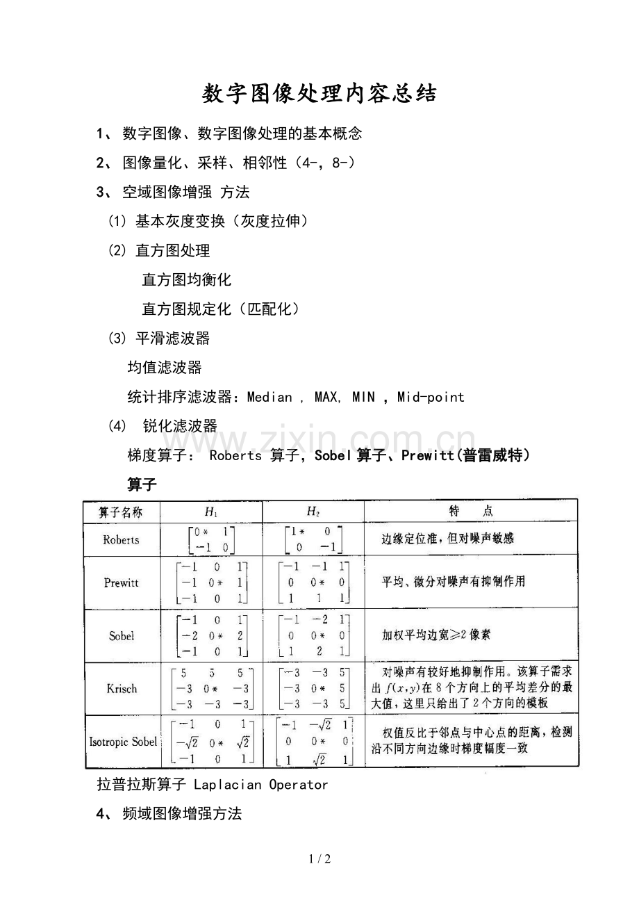 数字图像处理内容总结.doc_第1页
