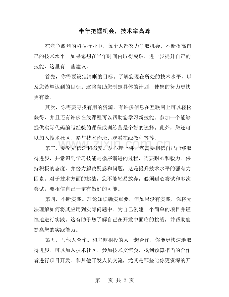 半年把握机会-技术攀高峰.doc_第1页