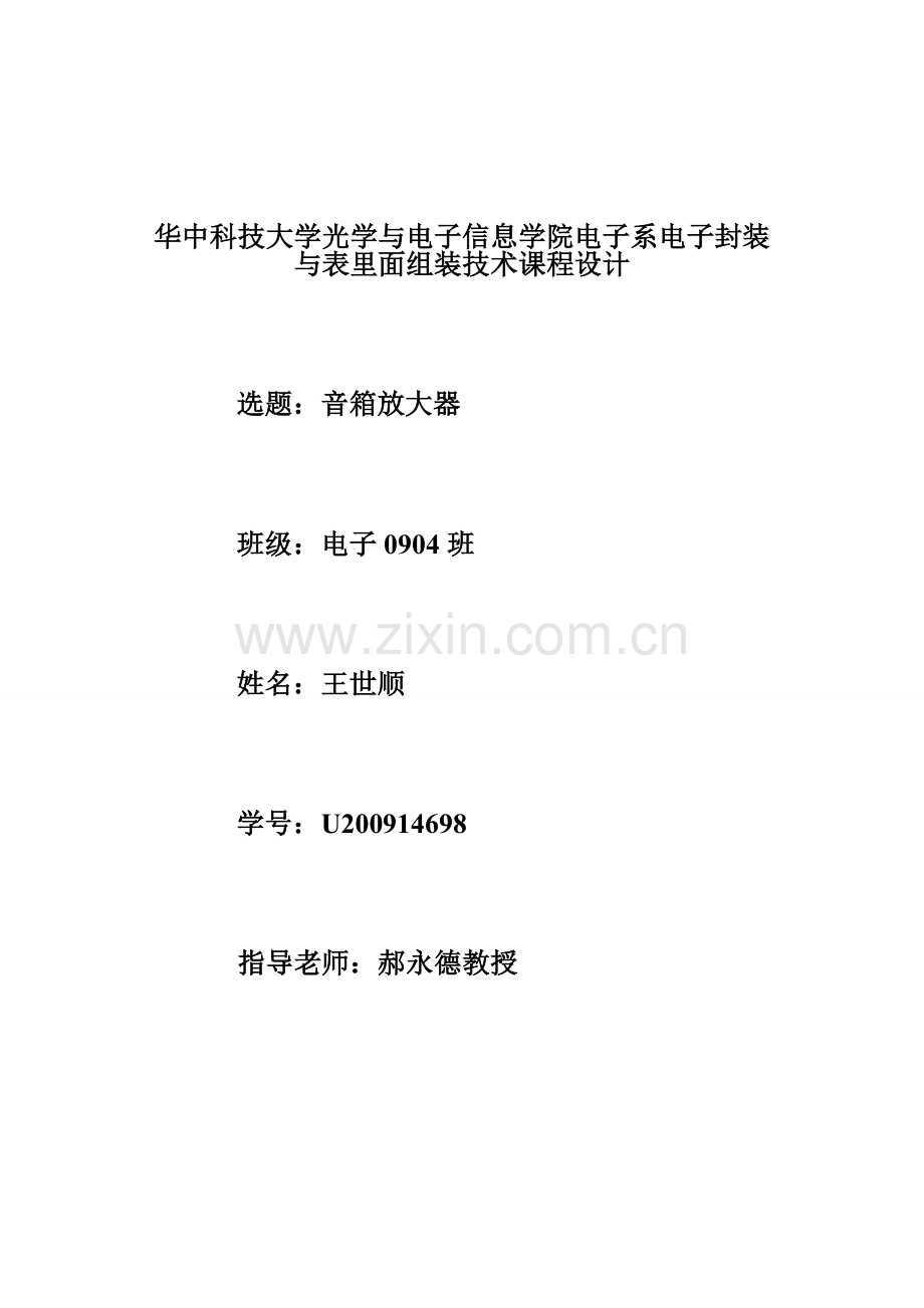音箱放大器-电子班王世顺.doc_第1页