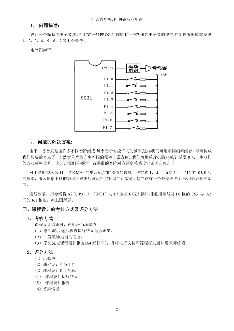 计算机硬件技术基础综合性实验任务书电子琴B.doc_第2页