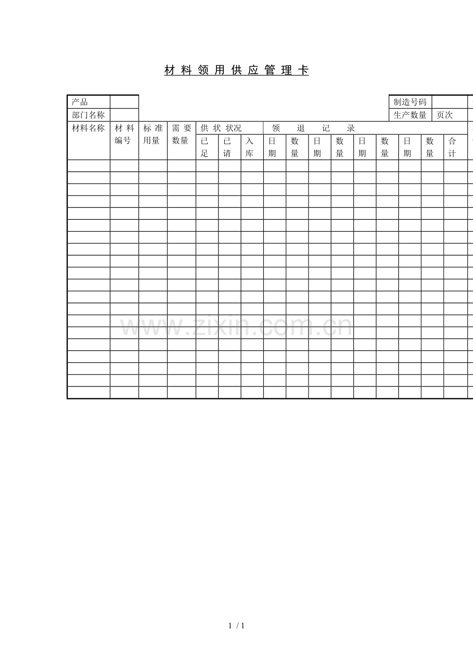 材料领用供应管理制度卡.doc_第1页