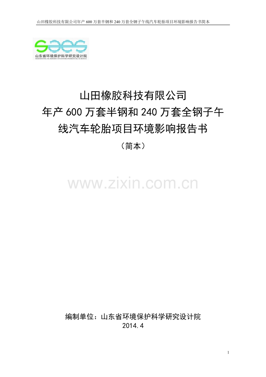 年产600万套半钢和240万套全钢子午线汽车轮胎项目环境影响报告书.doc_第1页