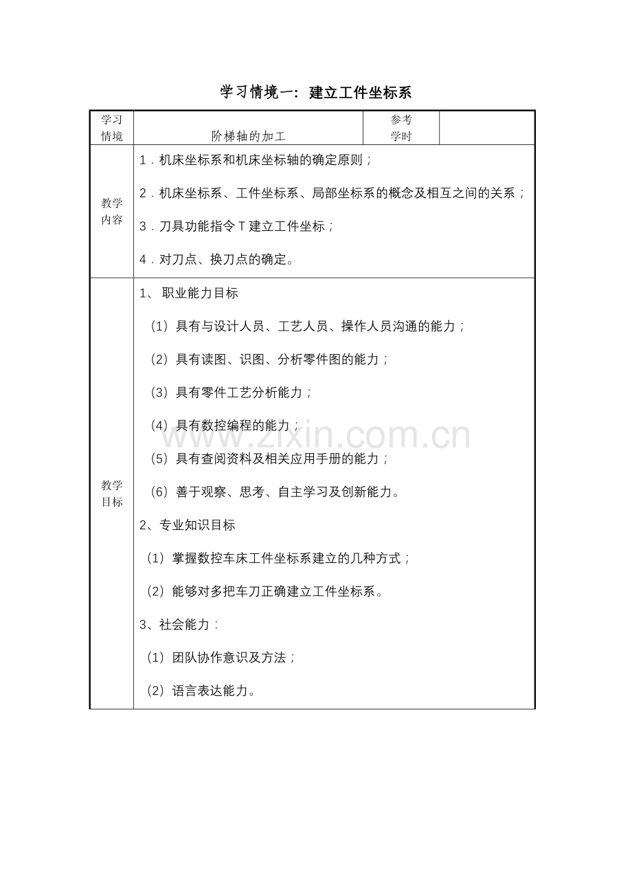 数控工艺与编程车项目一教案.doc_第1页