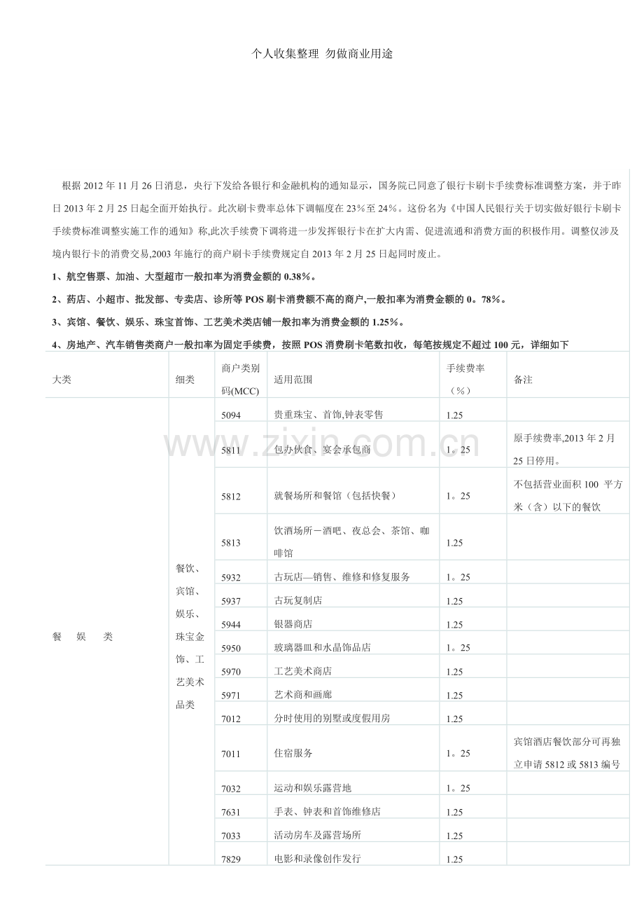 银联POS机手续费率一览表.doc_第1页