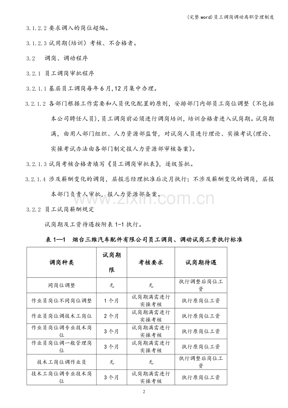 员工调岗调动离职管理制度.doc_第2页