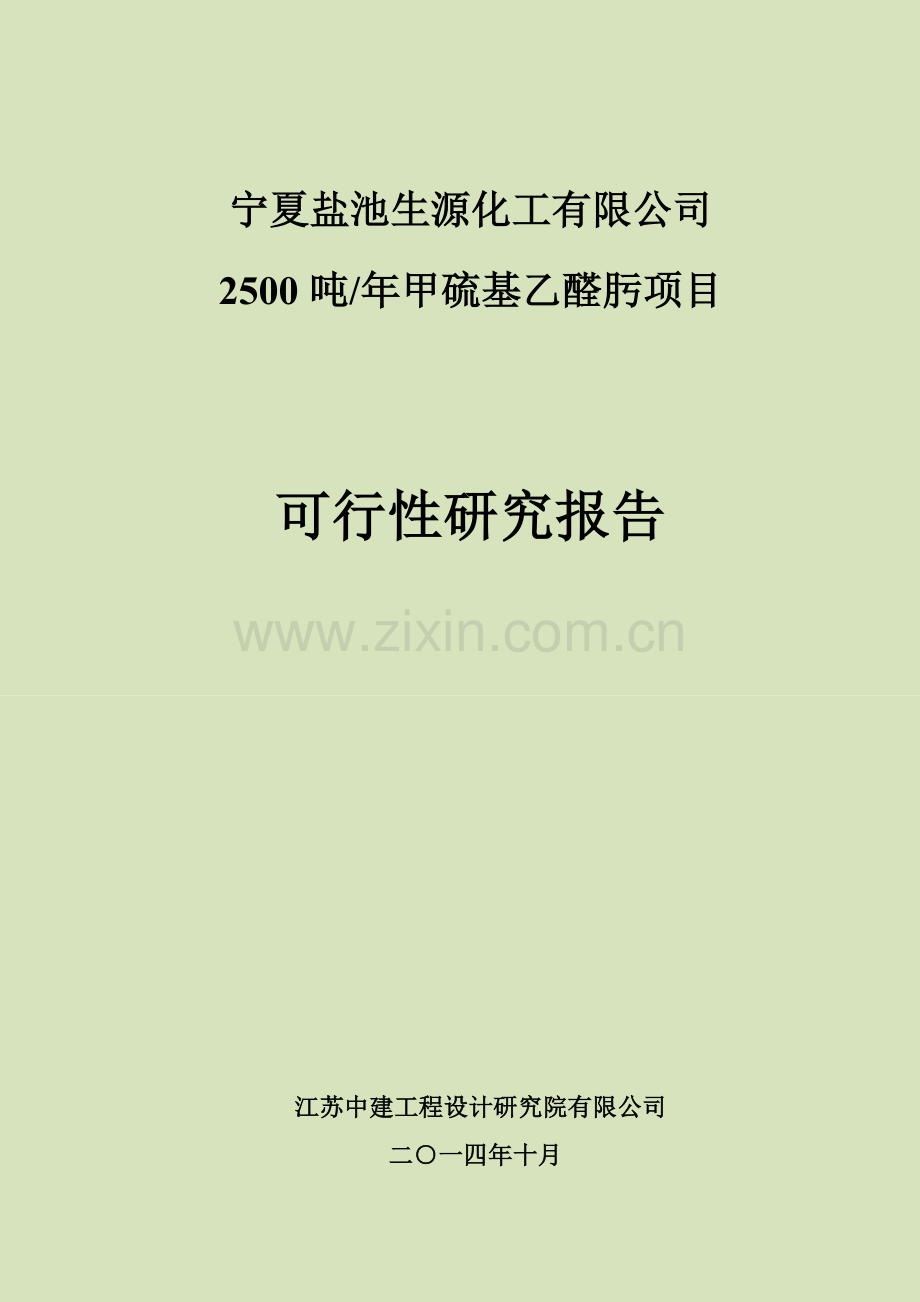 年产2500吨甲硫基乙醛肟项目可行性研究报告.doc_第1页