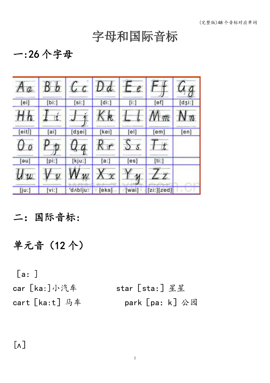 48个音标对应单词.doc_第1页