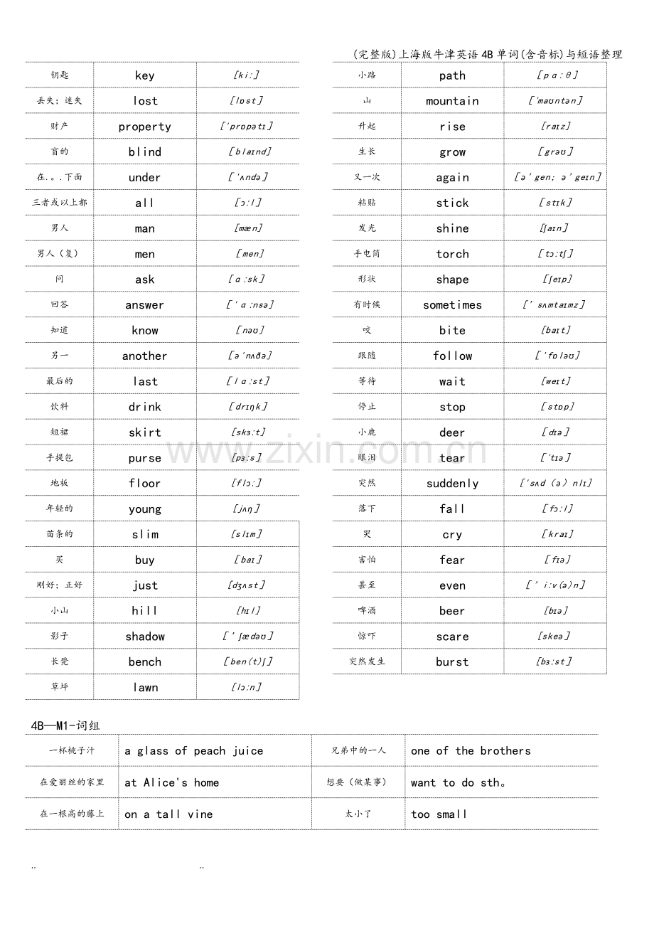 上海版牛津英语4B单词(含音标)与短语整理.doc_第2页