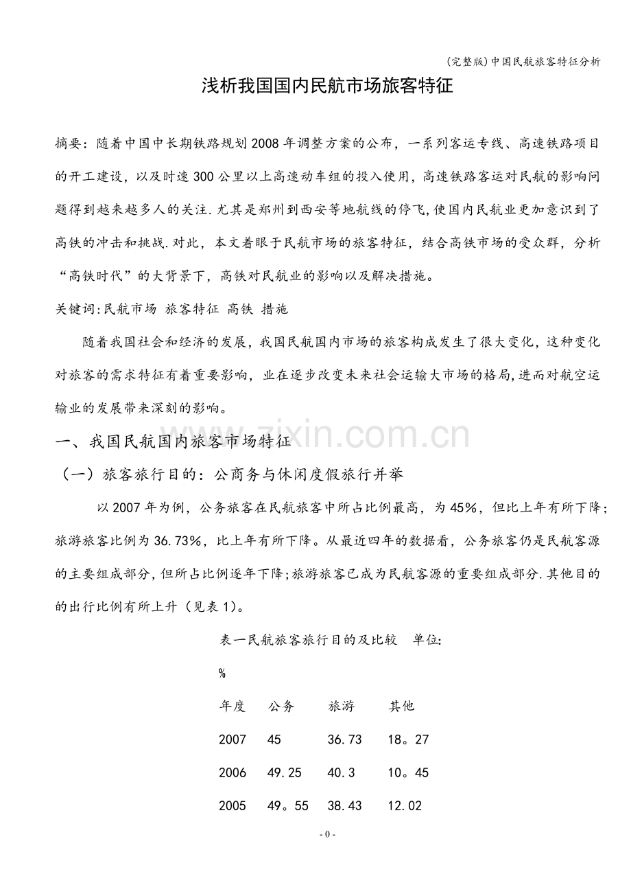 中国民航旅客特征分析.doc_第1页