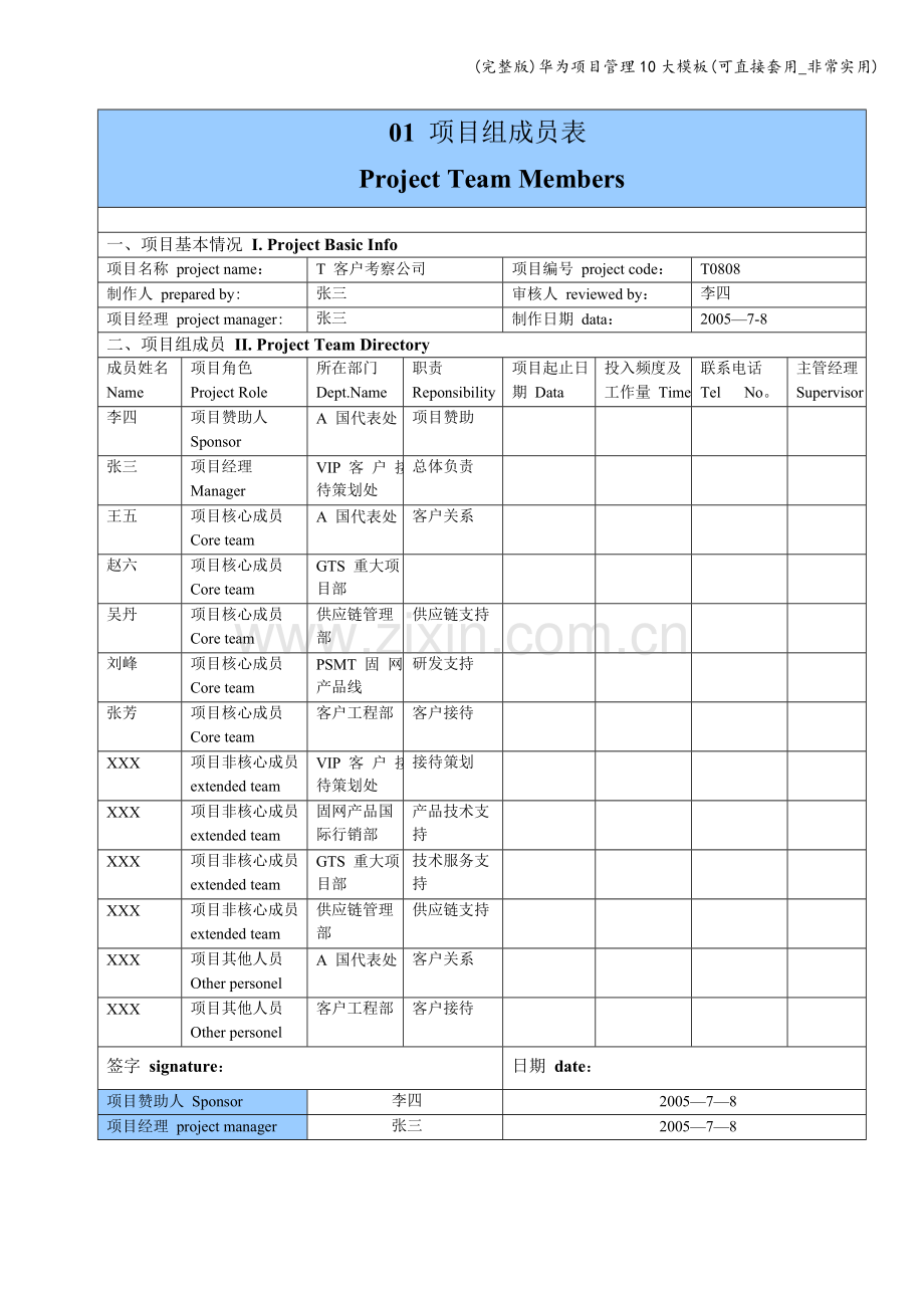 华为项目管理10大模板.doc_第1页