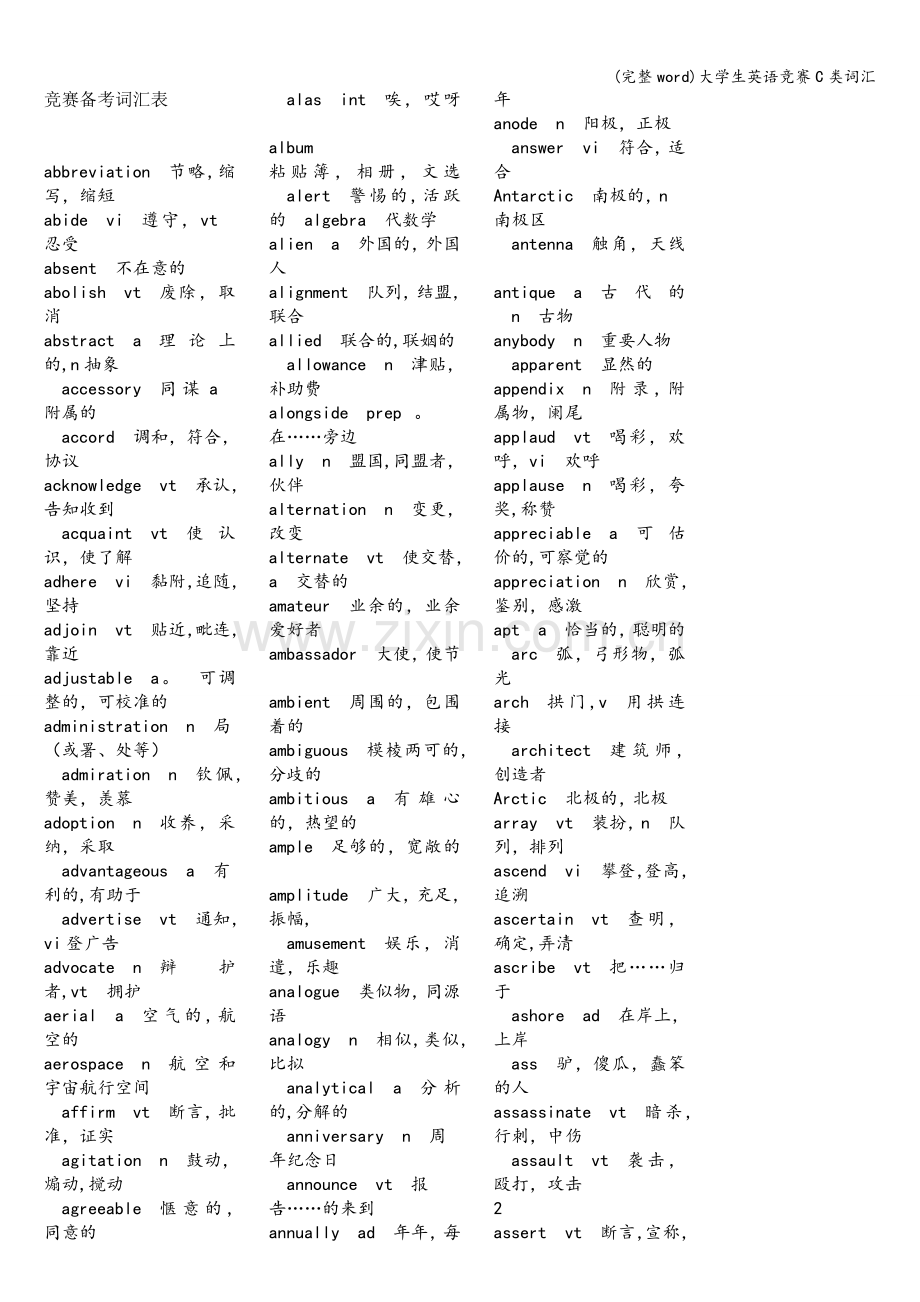 大学生英语竞赛C类词汇.doc_第1页