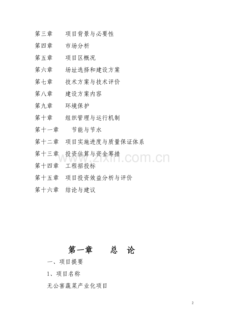 无公害蔬菜产业化项目可行性研究报告.doc_第2页