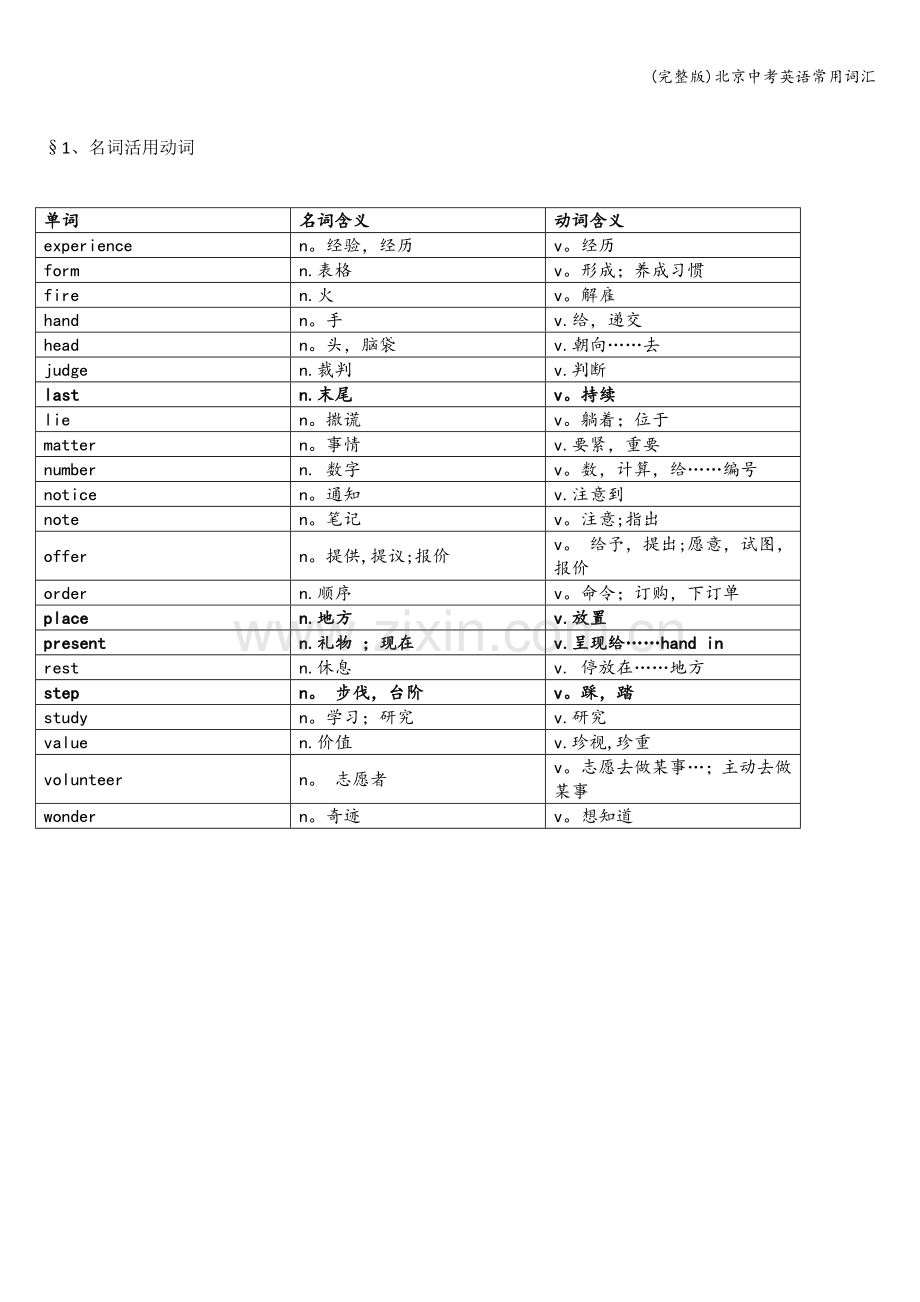 北京中考英语常用词汇.doc_第1页