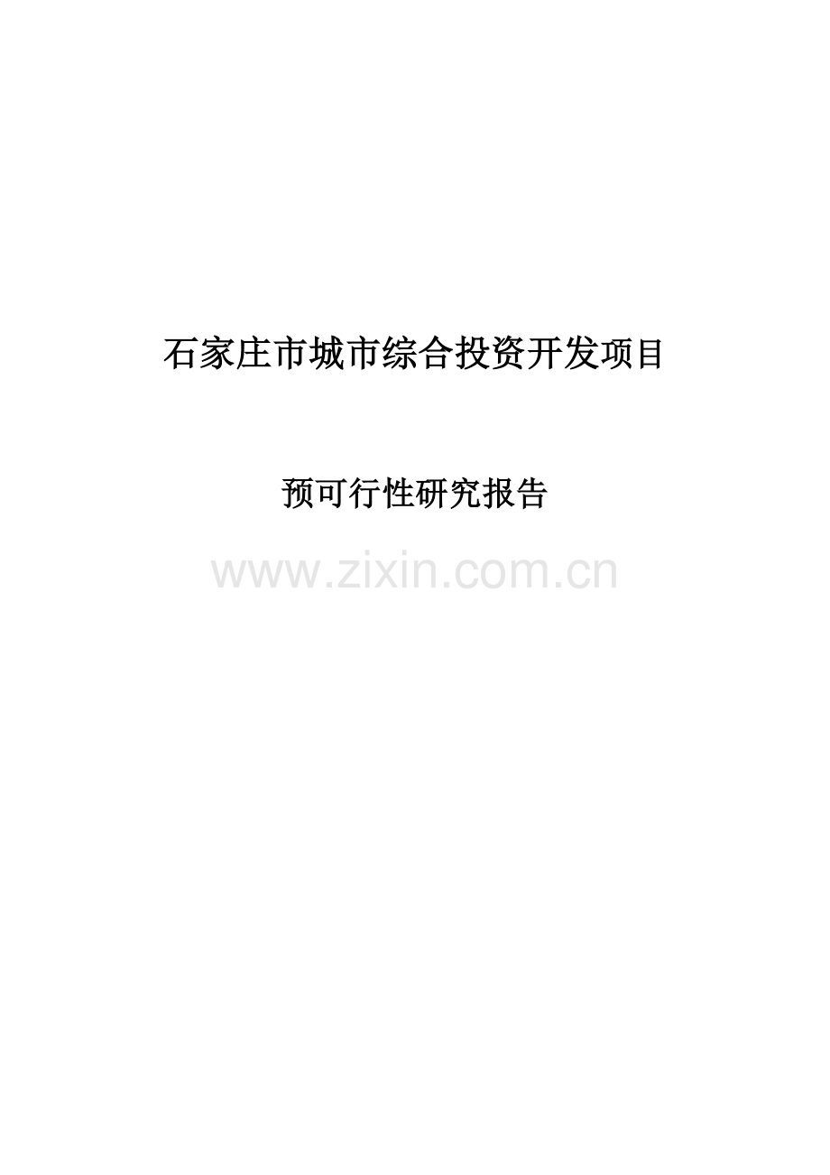 石家庄市城市综合投资开发项目预可行性研究报告.doc_第1页