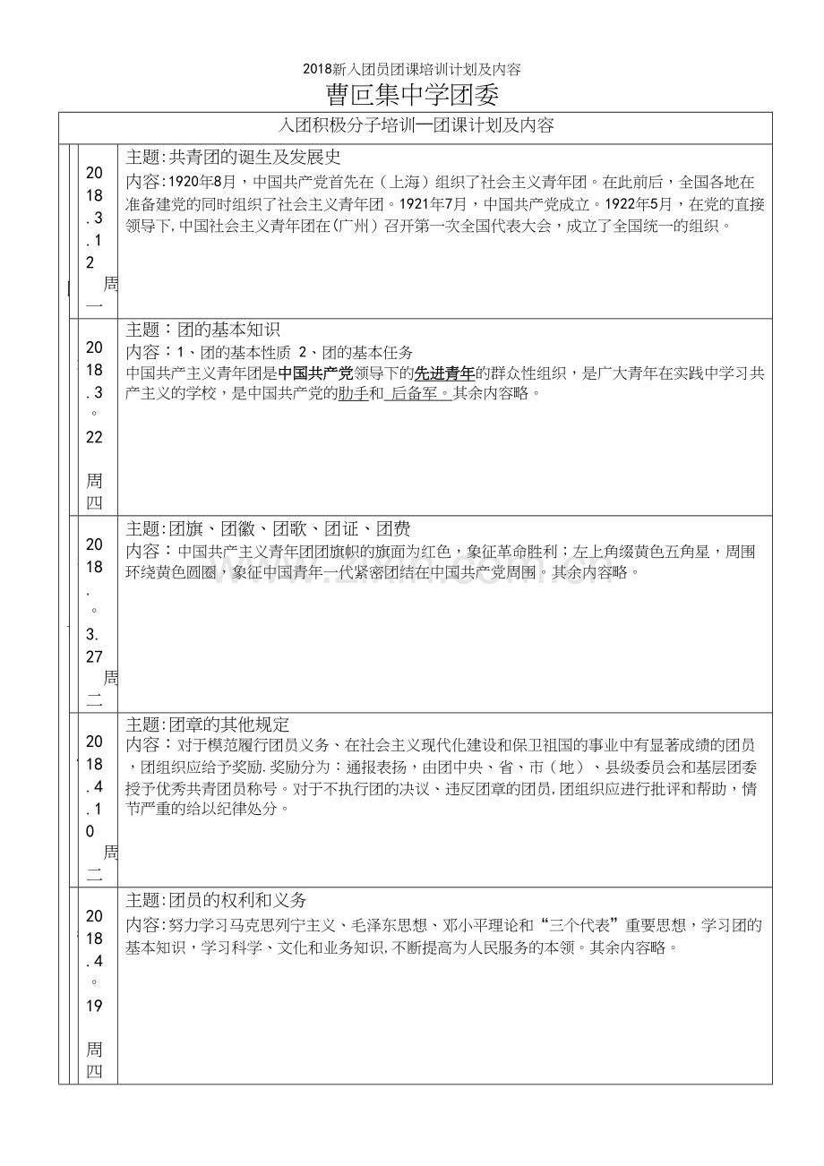 2018新入团员团课培训计划及内容.docx_第2页
