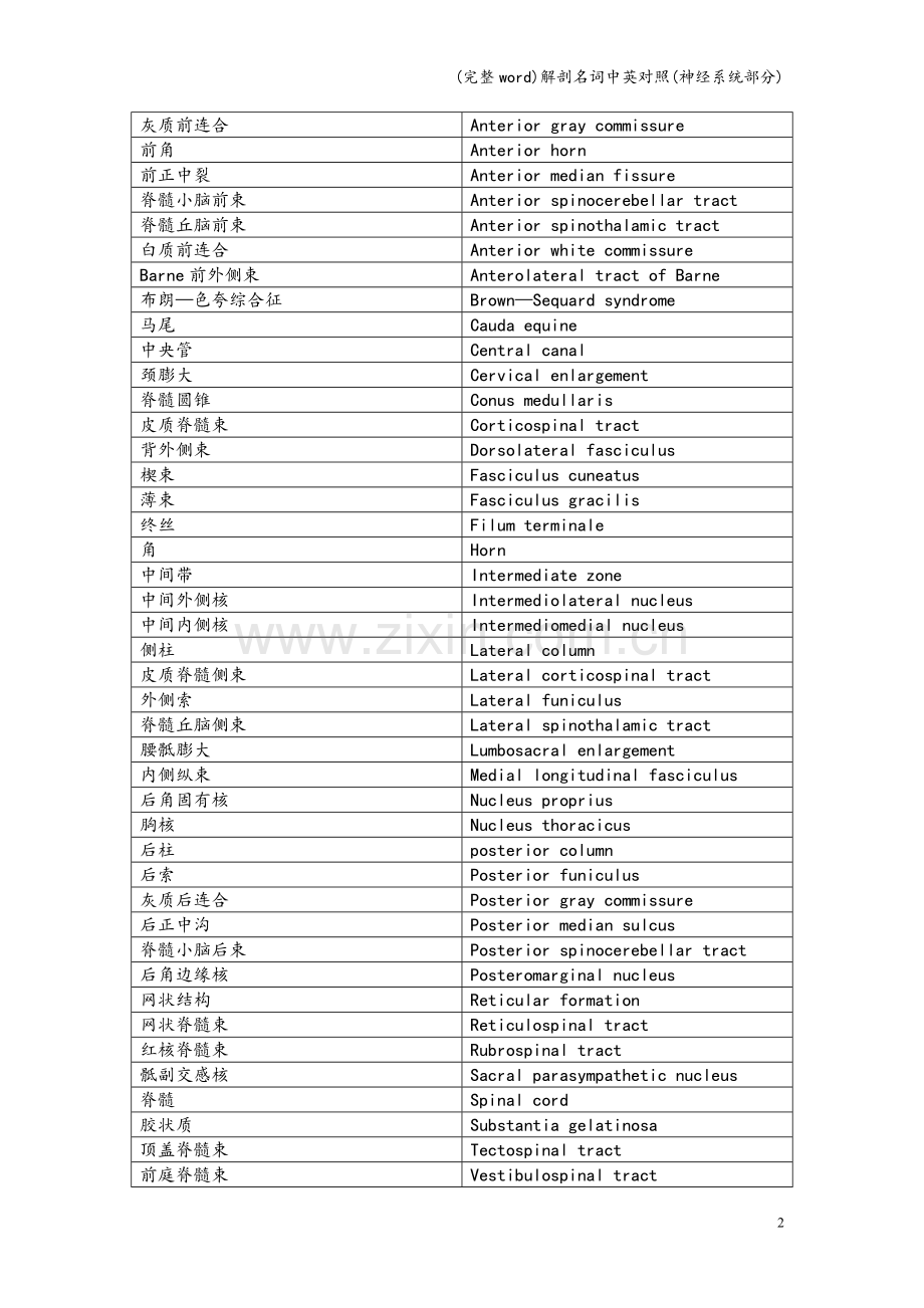解剖名词中英对照(神经系统部分).doc_第2页